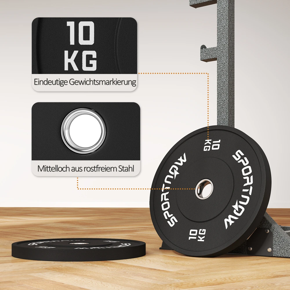 Aosom Svarmenų diskų rinkinys, 2 x 10 kg, olimpinis standartas, guma, juodas
