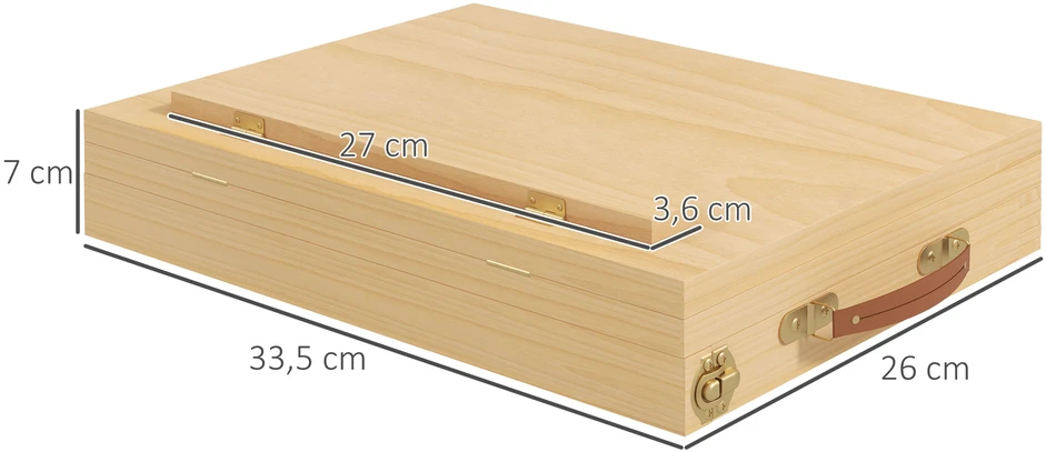 Aosom Tapybos molbertas stalui, mažas molbertas, 1 stalčius, 3 skyriai, buko mediena, natūrali