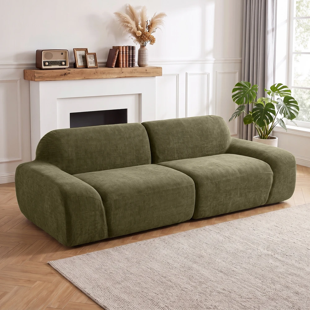 Aosom Trivietė sofa, apvali, berėmė, tamsiai žalia, 244 x 95 x 70 cm