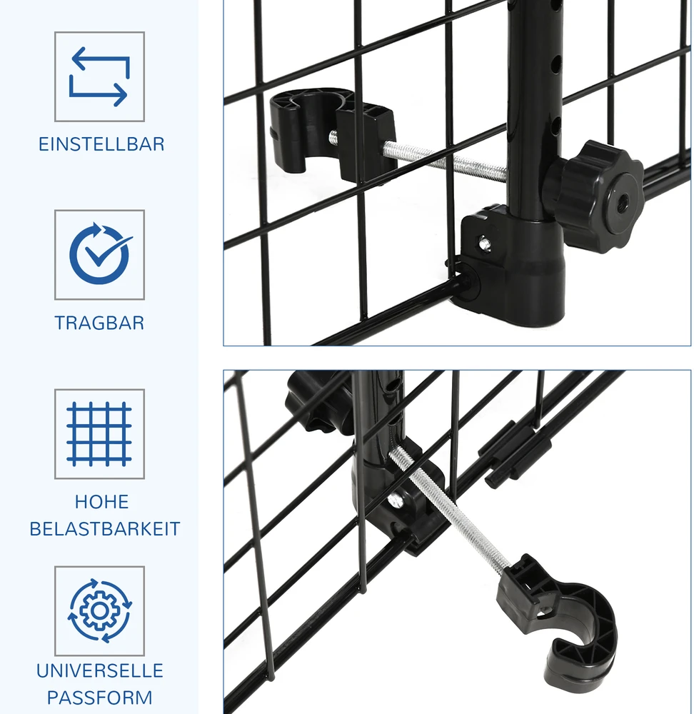 Aosom Universalios automobilio grotelės šunims, reguliuojamas plotis 91-152 cm, juodos, 30 cm