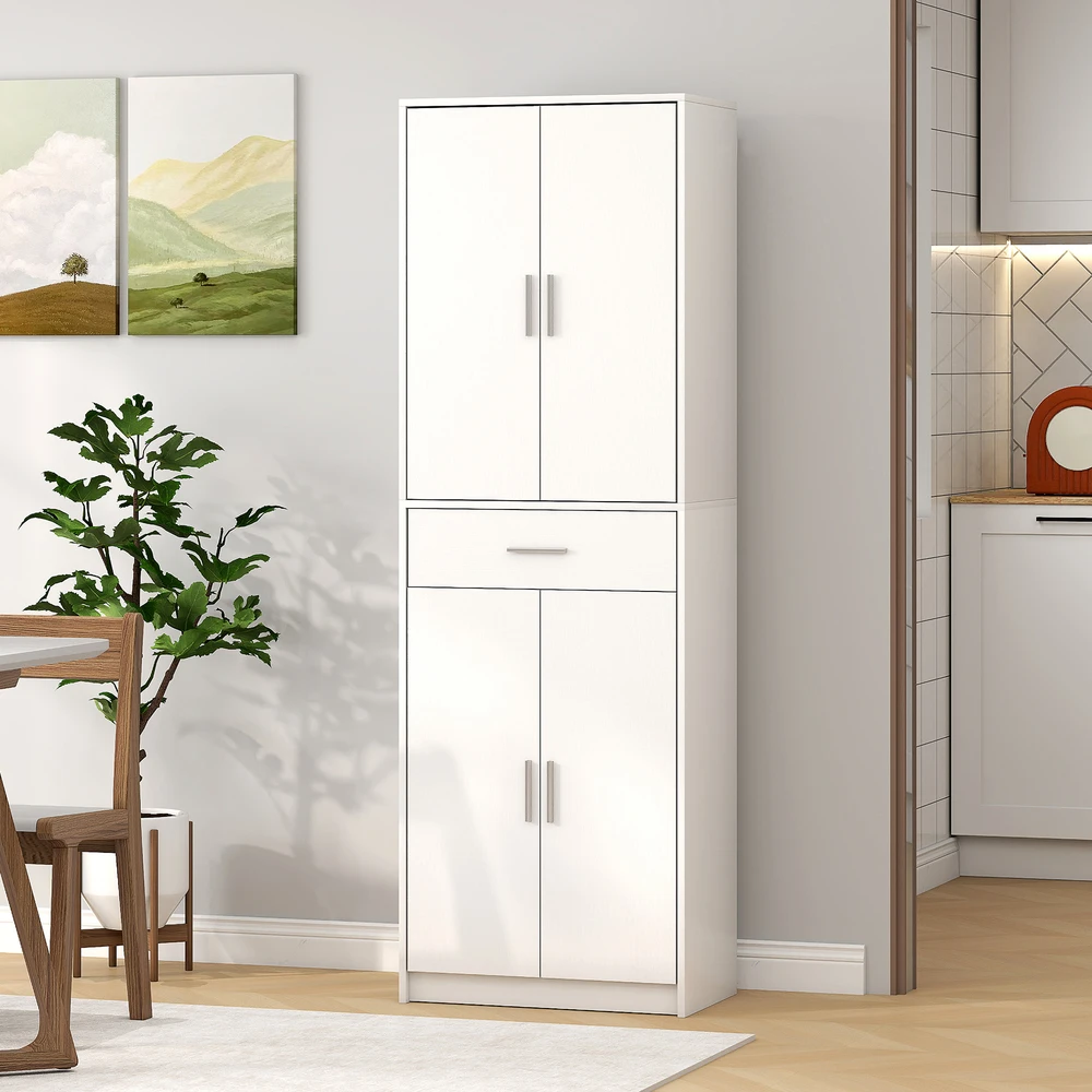 Aosom Virtuvės spintelė, balta, 60 x 35 x 180 cm, medžio drožlių plokštė, MDF