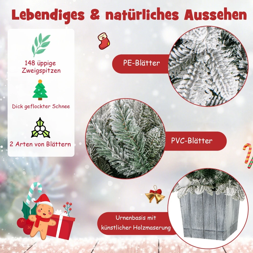 Promotion 100cm LED Kalėdinė Dirbtinė Eglutė Su Sniego Puodu