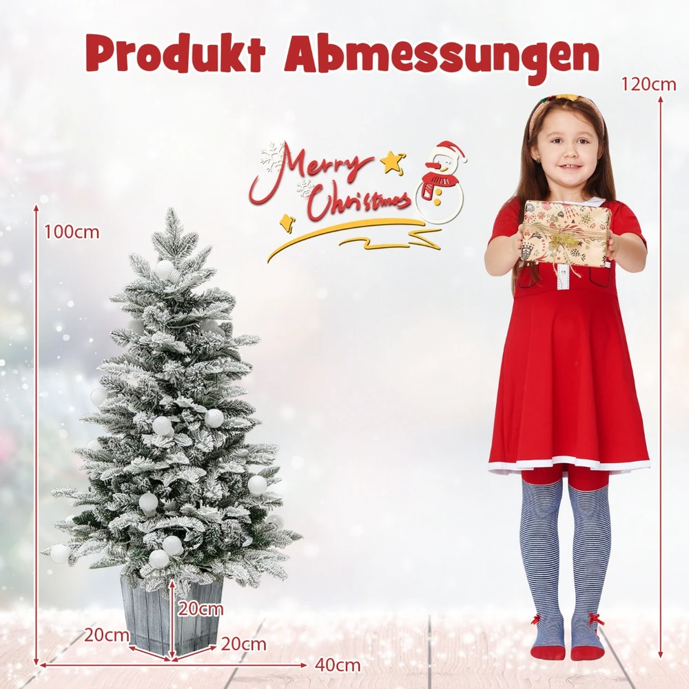 Promotion 100cm LED Kalėdinė Dirbtinė Eglutė Su Sniego Puodu