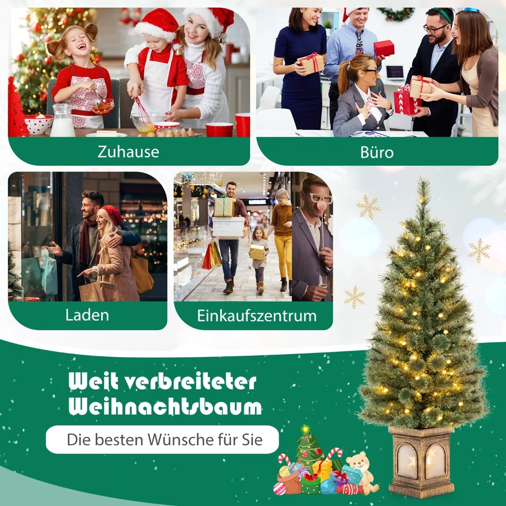 Promotion 120 cm dirbtinė eglutė vazonėlyje su LED ir laikmačiu