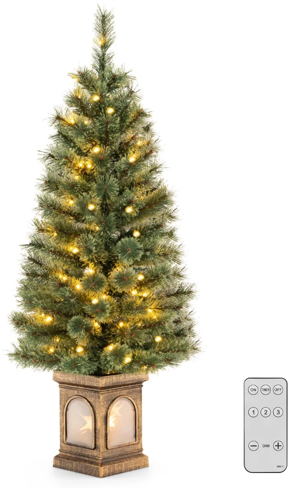 Promotion 120 cm dirbtinė eglutė vazonėlyje su LED ir laikmačiu