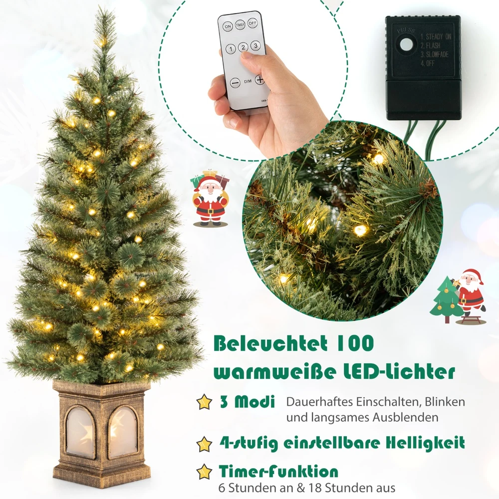 Promotion 120 cm dirbtinė eglutė vazonėlyje su LED ir laikmačiu