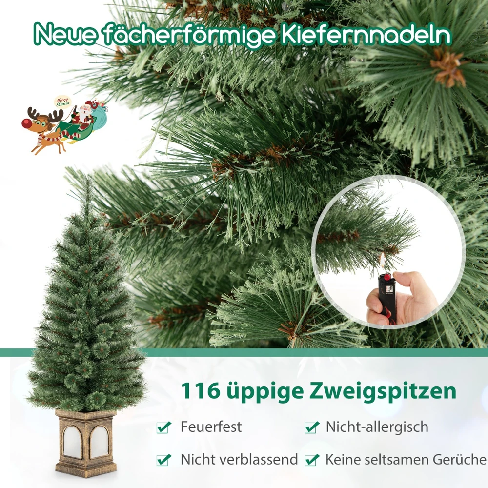 Promotion 120 cm dirbtinė eglutė vazonėlyje su LED ir laikmačiu