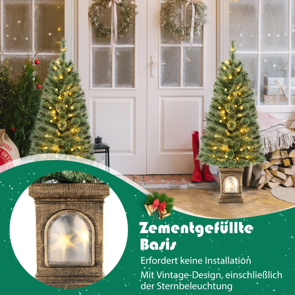 Promotion 120 cm dirbtinė eglutė vazonėlyje su LED ir laikmačiu