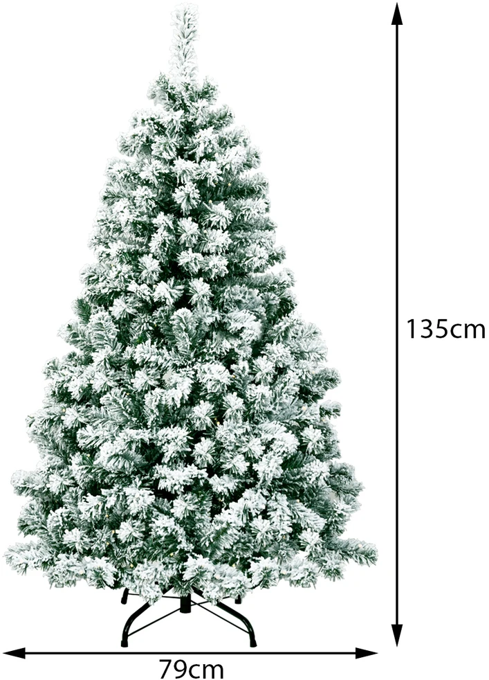 Promotion 135 cm Dirbtinė Apledėjusi Kalėdinė Pušis su LED Šviesomis