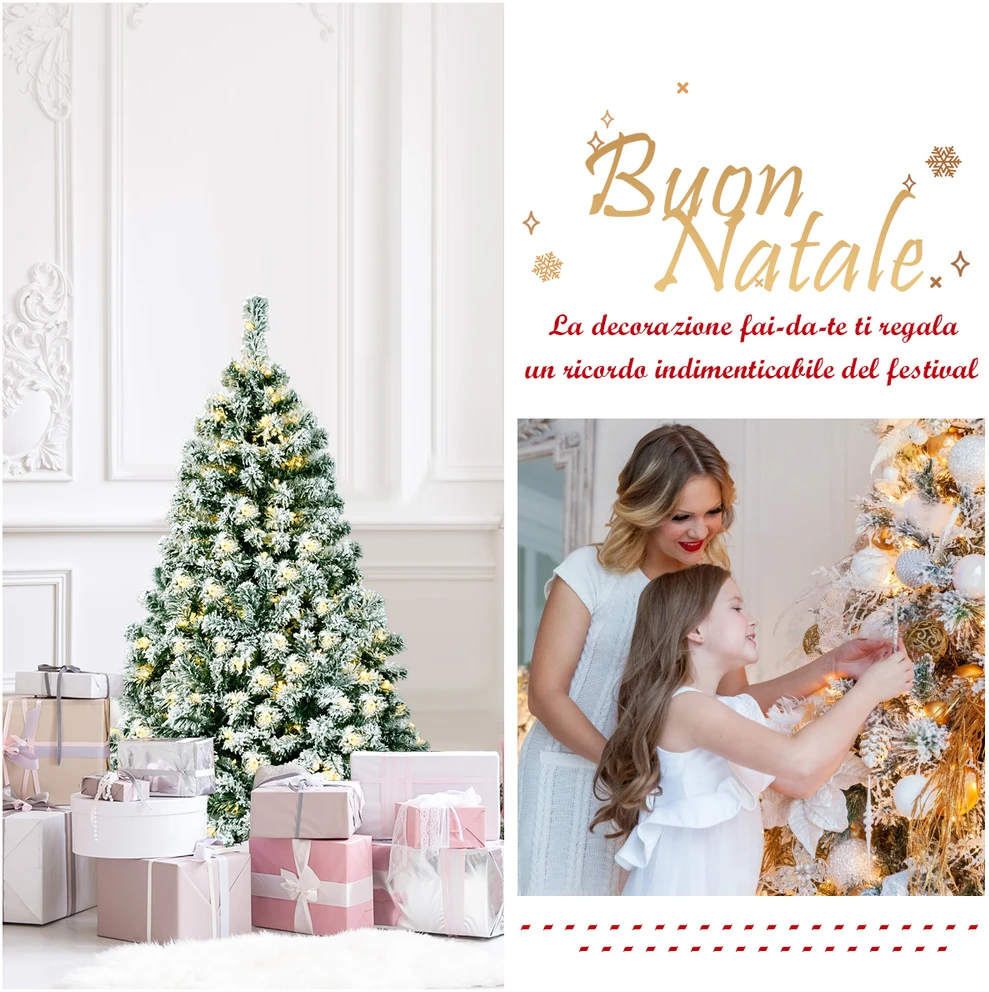 Promotion 135 cm Dirbtinė Apledėjusi Kalėdinė Pušis su LED Šviesomis