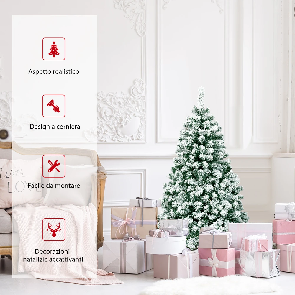 Promotion 135 cm Dirbtinė Apledėjusi Kalėdinė Pušis su LED Šviesomis