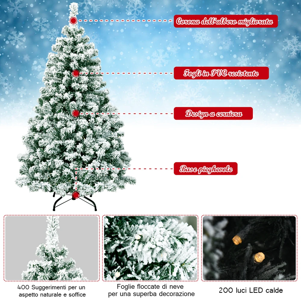 Promotion 135 cm Dirbtinė Apledėjusi Kalėdinė Pušis su LED Šviesomis