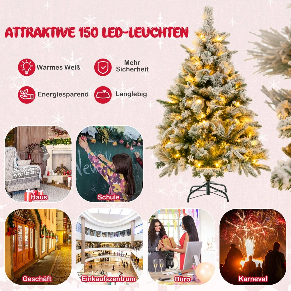 Promotion 136cm Dirbtinė Eglutė su Sniegu ir 150 LED