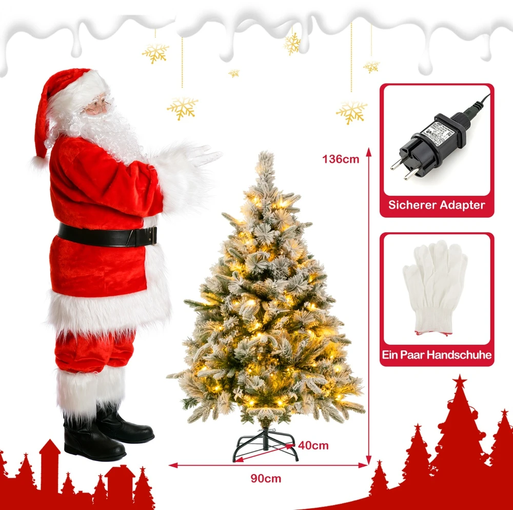 Promotion 136cm Dirbtinė Eglutė su Sniegu ir 150 LED