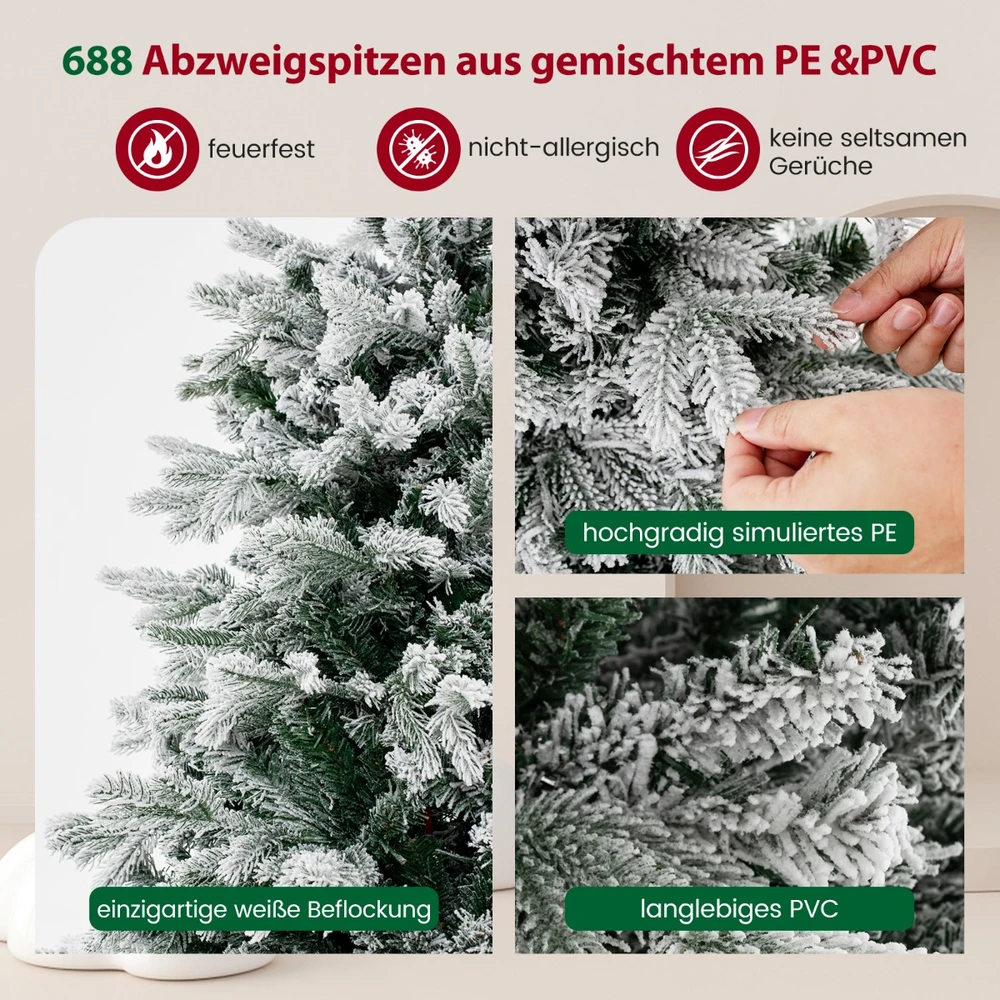 Promotion 146 cm Dirbtinė Eglutė su Sniegu & 688 Šakų Galiukais