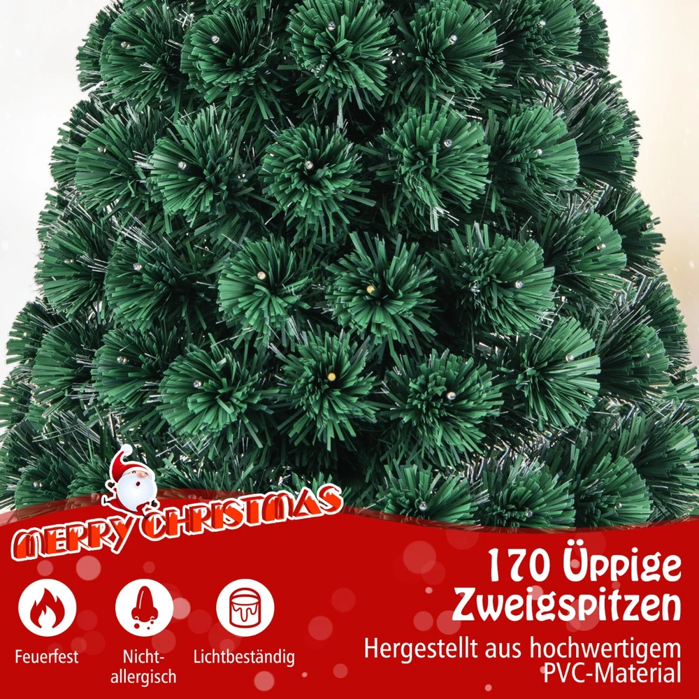 Promotion 150 cm Dirbtinė Eglutė su Šviesolaidžiu & 8 Šviesos Režimai