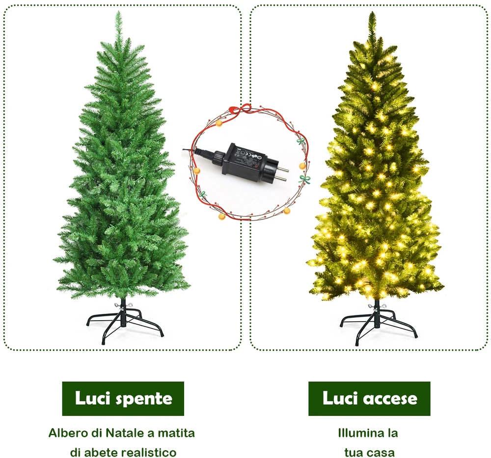Promotion 150 cm siaura dirbtinė eglutė su LED žiburiais