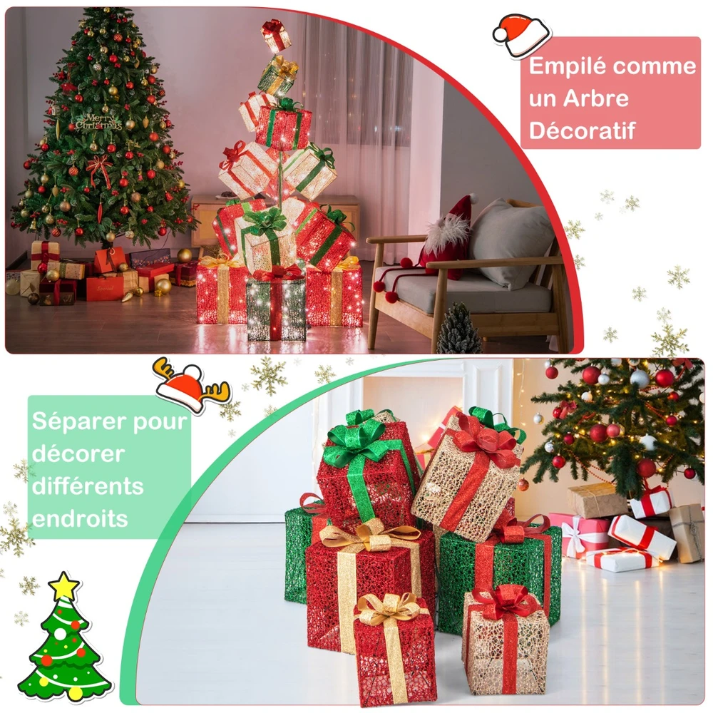 Promotion 170cm Apšviesta Dovanų Dėžučių Bokštas su 15 LED Dėžutėmis
