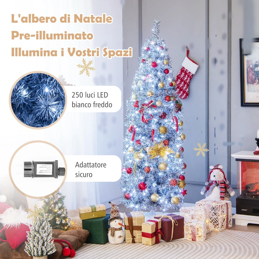 Promotion 180 cm Balta-Juoda Dirbtinė Eglutė 250 LED