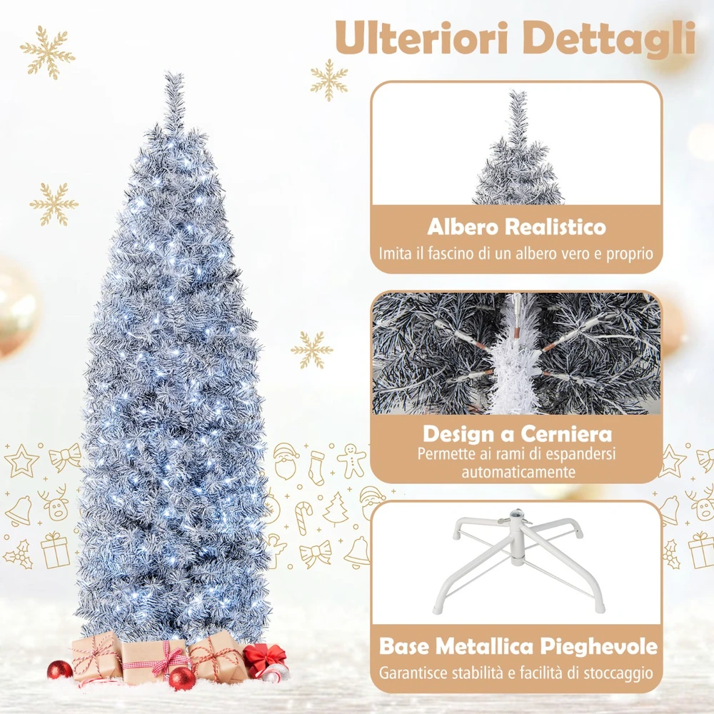 Promotion 180 cm Balta-Juoda Dirbtinė Eglutė 250 LED