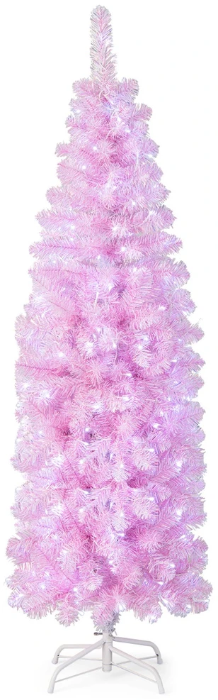 Promotion 180 cm Rožinė Dirbtinė Kalėdinė Eglutė su 250 LED Šviesų