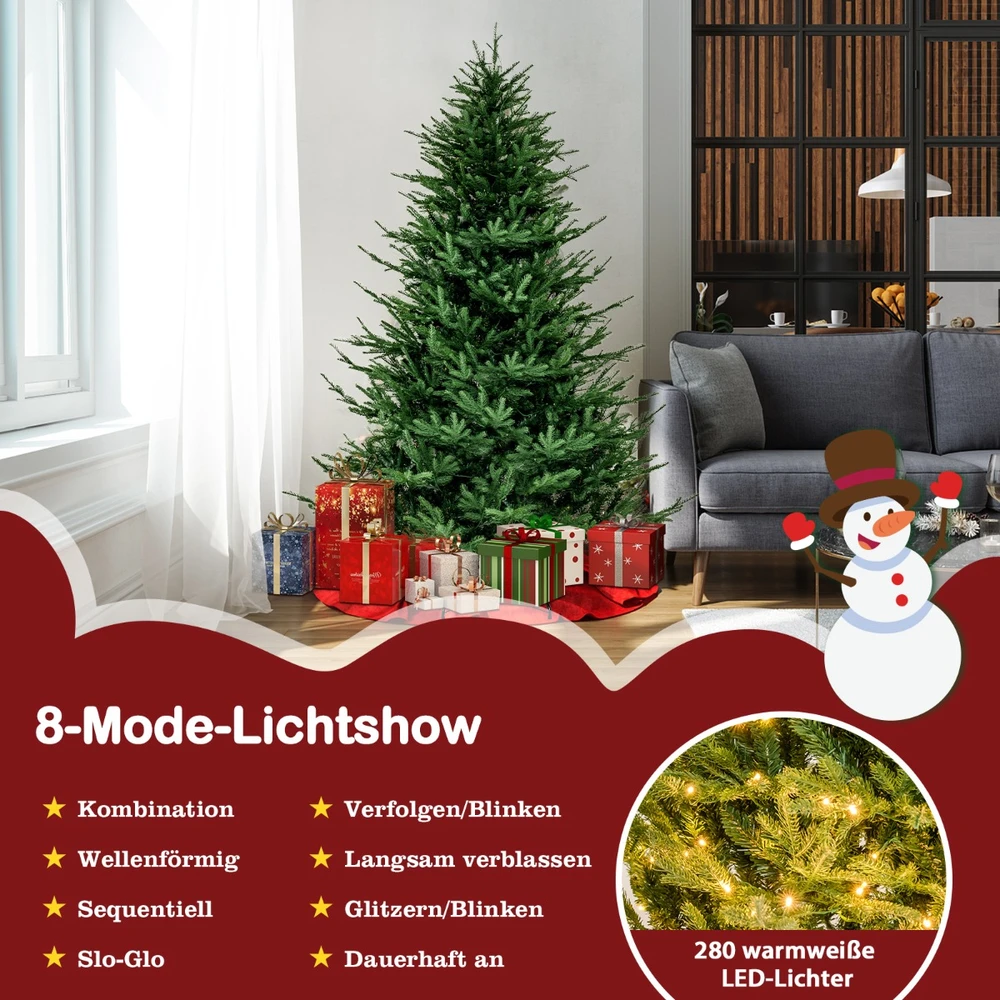 Promotion 183cm Dirbtinė Eglutė su 280 LED ir 8 Režimais