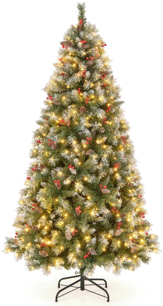 Promotion 195 cm Dirbtinė Eglutė su Sniegu, Kankorėžiais & 420 LED