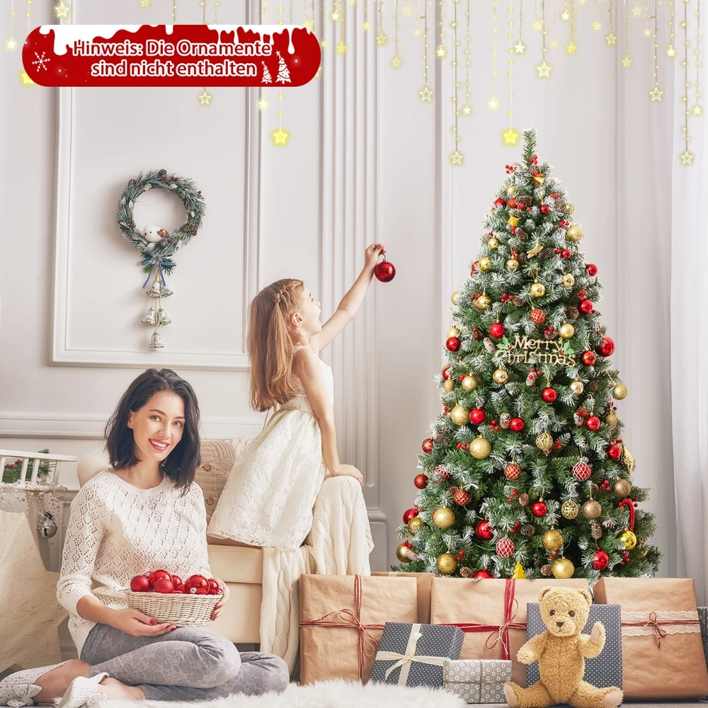 Promotion 195 cm Dirbtinė Eglutė su Sniegu, Kankorėžiais & 420 LED