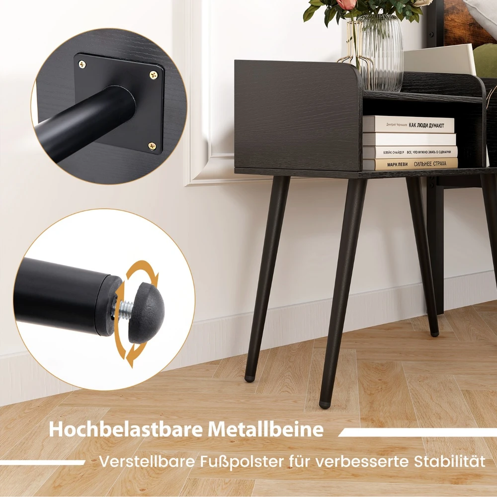 Promotion 2 aukštų naktinis staliukas Juodas 2 vnt