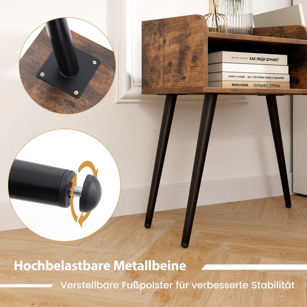 Promotion 2 aukštų naktinis staliukas Rustic Brown 2 vnt