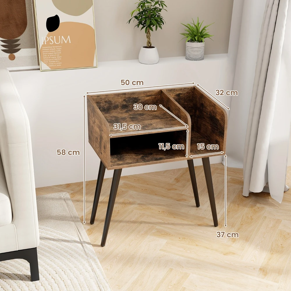 Promotion 2 aukštų naktinis staliukas Rustic Brown 2 vnt