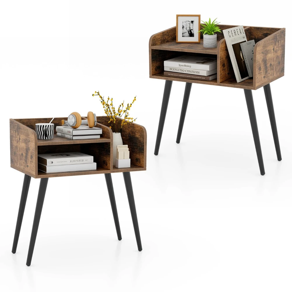 Promotion 2 aukštų naktinis staliukas Rustic Brown 2 vnt