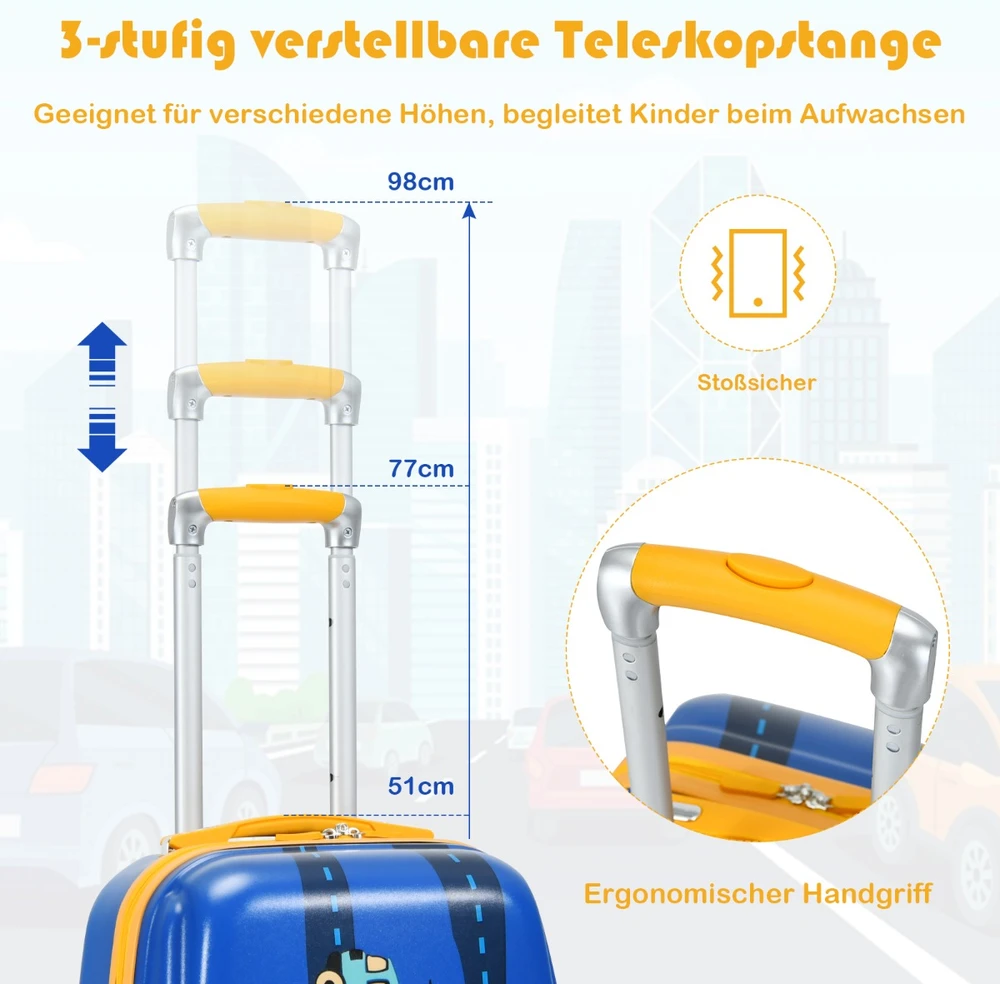 Kelioninis Promotion 2 dalių vaikiškų lagaminų rinkinys kietu korpusu tamsiai mėlynas 33x22x51 cm