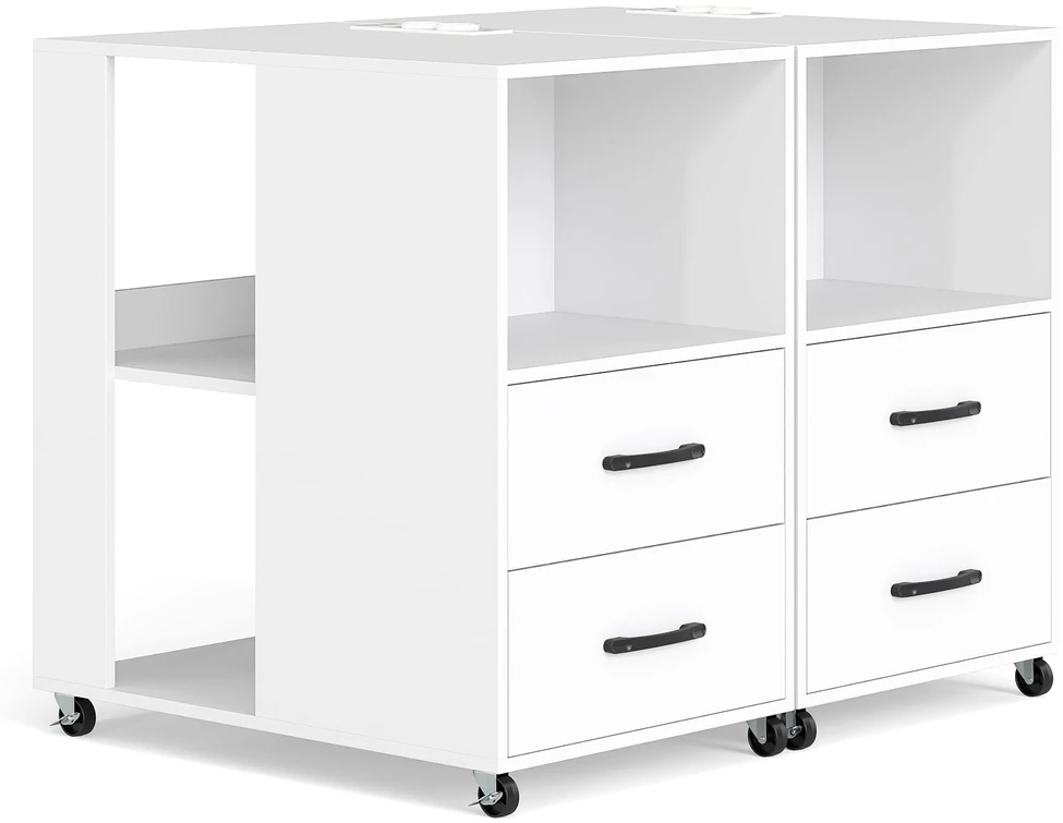 Promotion 2 ratukų baltų šoninių stalelių rinkinys su įkrovimo stotele
