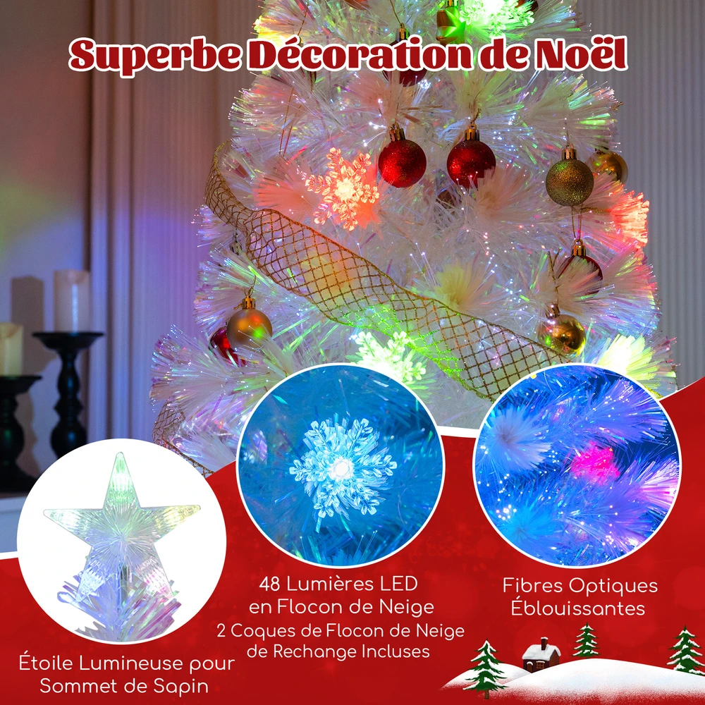 Promotion 210 cm Balta LED Kalėdinė Eglutė su Šviesolaidžiu