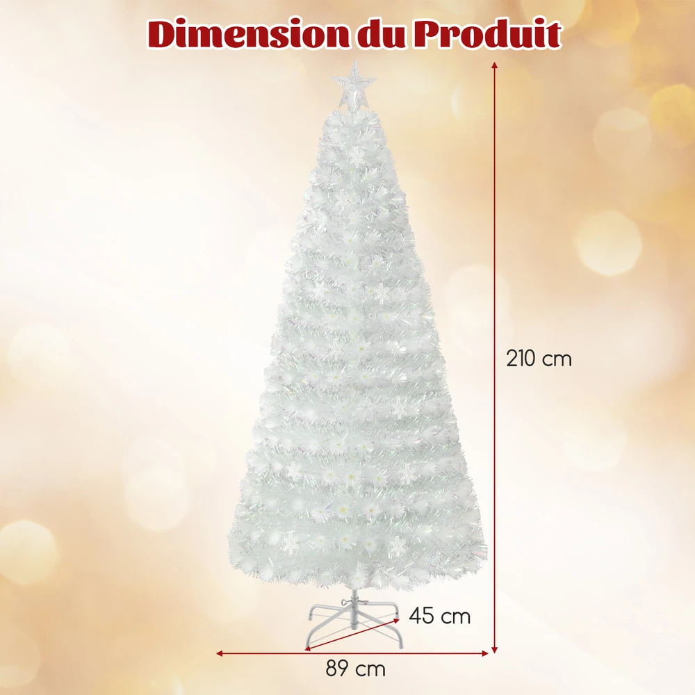 Promotion 210 cm Balta LED Kalėdinė Eglutė su Šviesolaidžiu