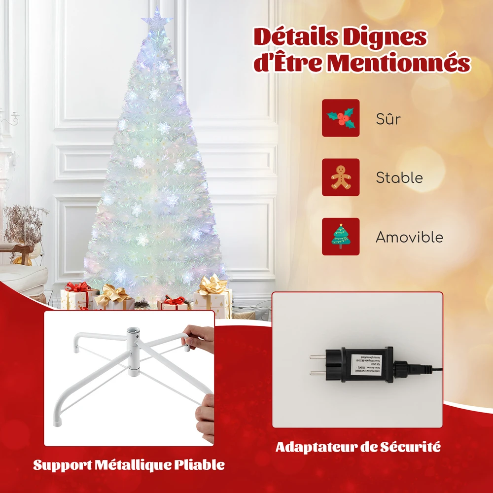 Promotion 210 cm Balta LED Kalėdinė Eglutė su Šviesolaidžiu