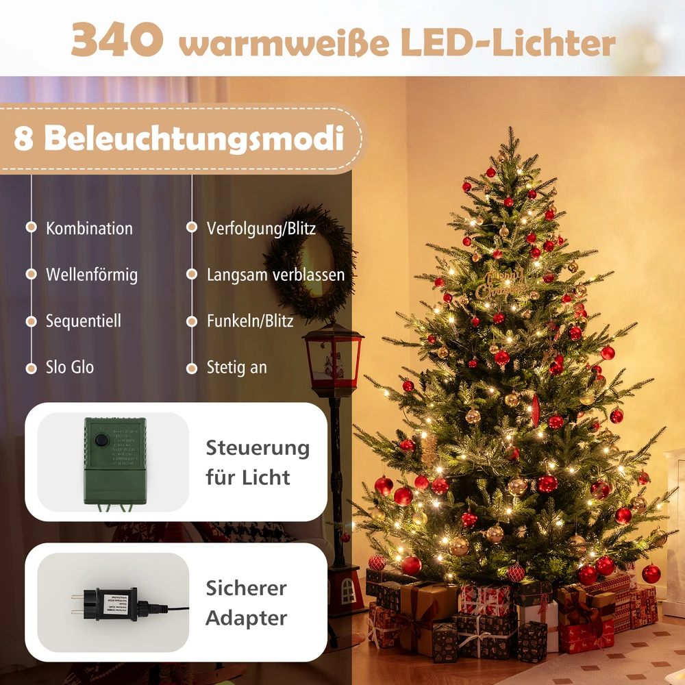 Promotion 210 cm Dirbtinė Kalėdinė Eglutė su 340 LED šviesų