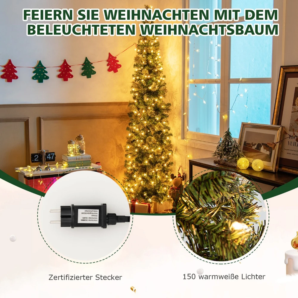 Promotion 210cm Pusiau Kalėdinė Eglutė su LED