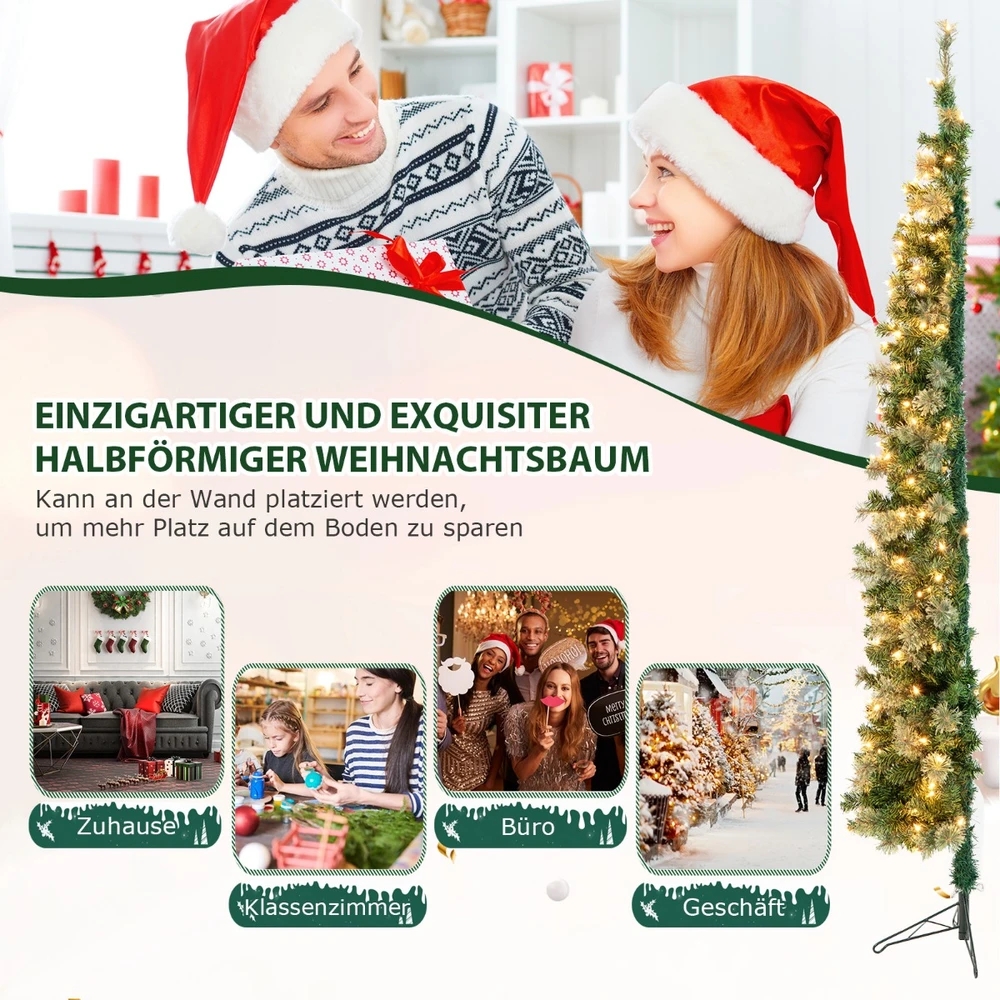 Promotion 210cm Pusiau Kalėdinė Eglutė su LED