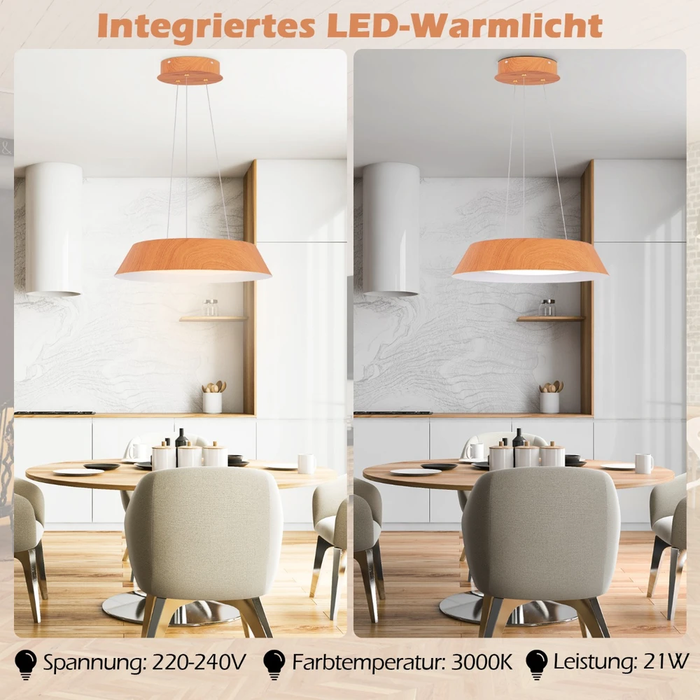 Promotion 21W LED lubinis šviestuvas su medžio raštu 40x40x145 cm