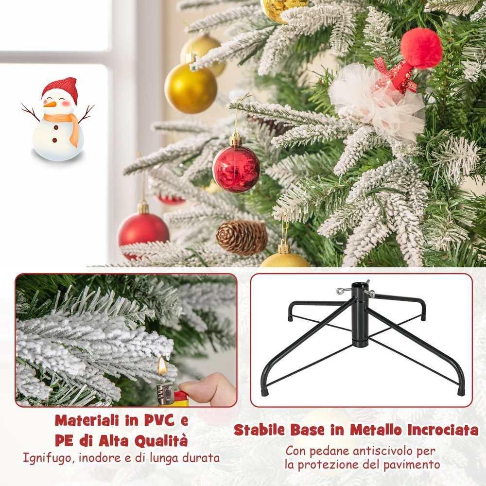Promotion 225cm iš anksto apšviesta dirbtinė eglutė su sujungtais šakomis ir 1135 galiukais, su sniego efektu
