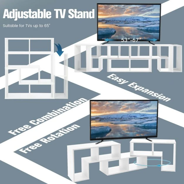 TV staliukas Promotion 3 dalių transformuojamas TV stovas iki 65" televizoriui, baltas