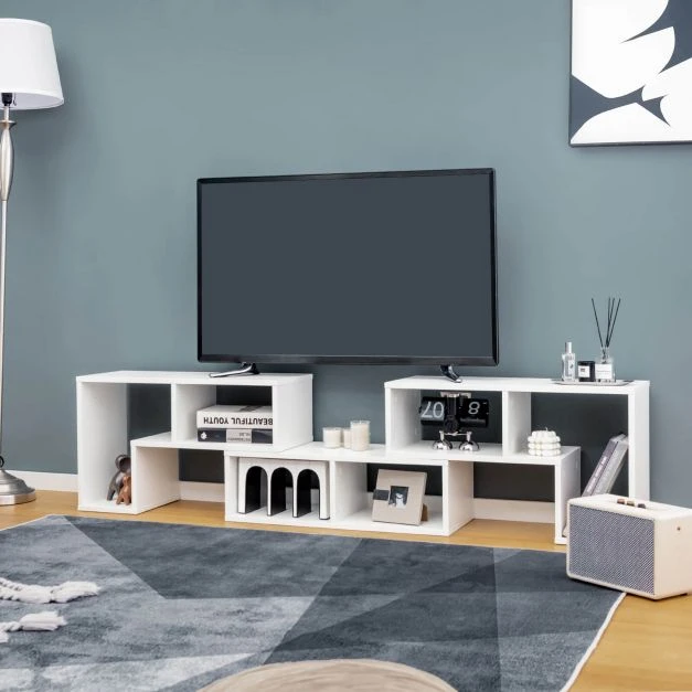 TV staliukas Promotion 3 dalių transformuojamas TV stovas iki 65" televizoriui, baltas