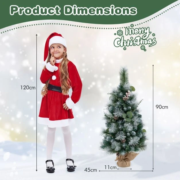 Promotion 3 ft apšviesta dirbtinė mini Kalėdų eglutė su 98 PVC šakomis ir pušies spygliukais