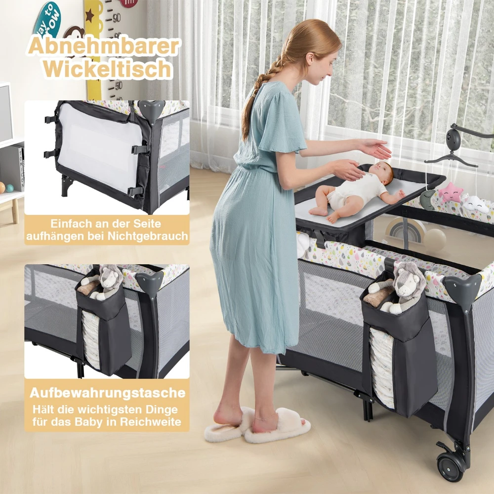 Promotion 3-in-1 sulankstomas lovos staliukas su čiužiniu spalvotas
