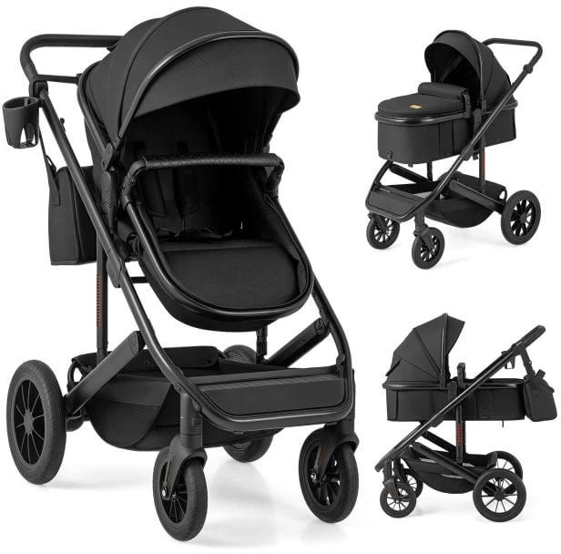 Promotion 3-in-1 sulankstomas naujagimio vežimėlis, juodas