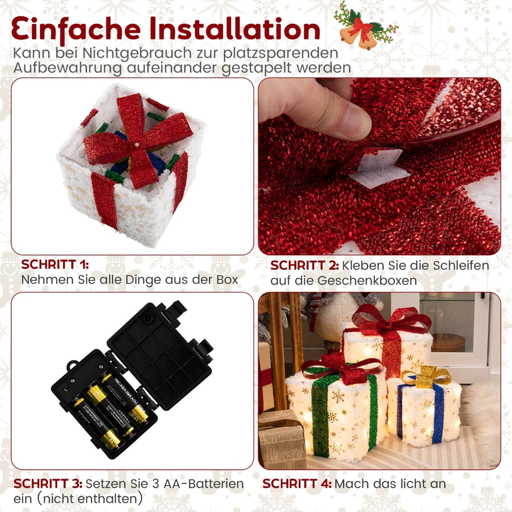 Promotion 3 LED Kalėdų dovanų dėžutės su laikmačiu