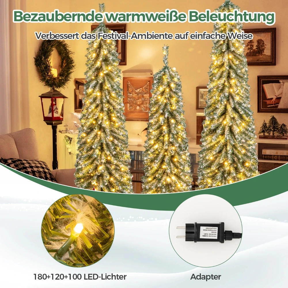 Promotion 3 vnt Žali LED Kalėdiniai Medžiai 120+150+180 cm
