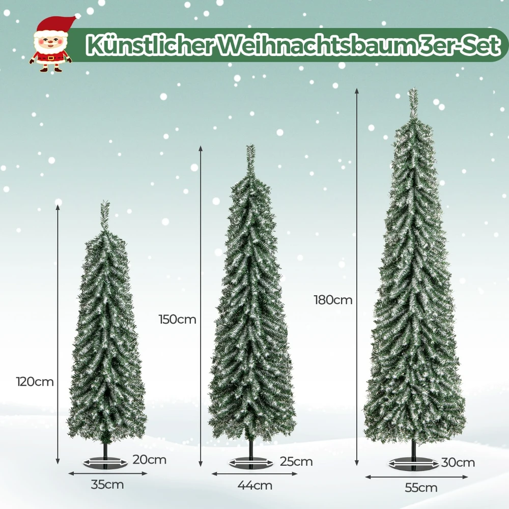 Promotion 3 vnt Žali LED Kalėdiniai Medžiai 120+150+180 cm